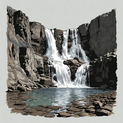 Waterfall cascading between rocks