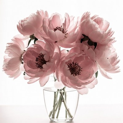 Pink Peonies in Glass Vase