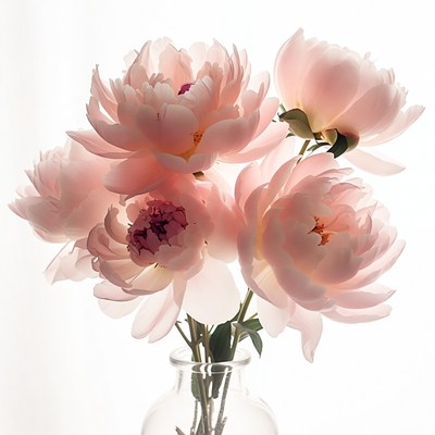 Pink Peonies in Glass Vase
