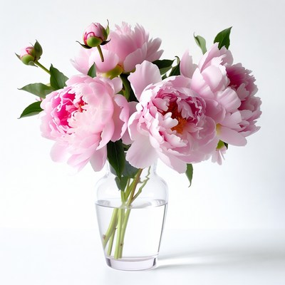 Pink Peonies in Glass Vase