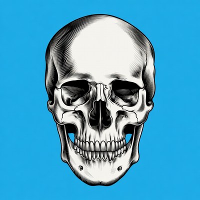 Skull on blue background