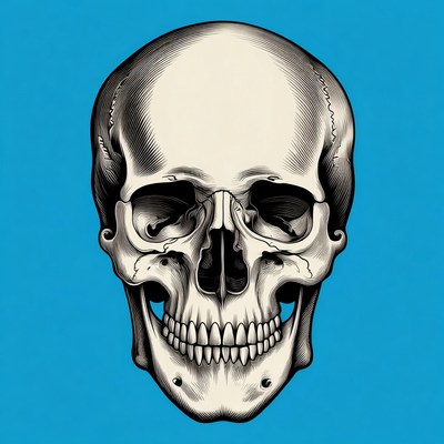 Skull on blue background