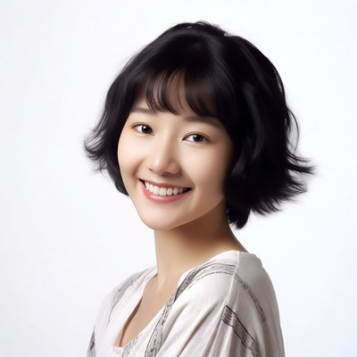 Asian woman smiling with bob haircut