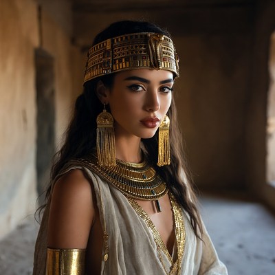 Egyptian Woman in Gold Headdress