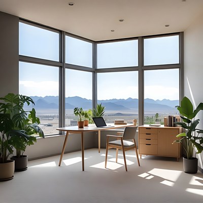 Modern Corner Office with Mountain View