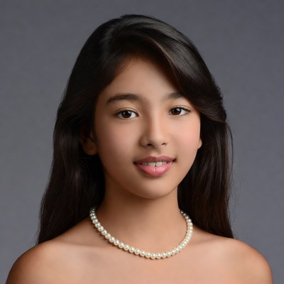 Asian girl with pearl necklace