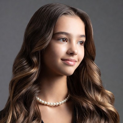 Teen girl with pearl necklace