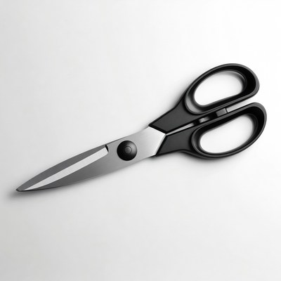 Black handled scissors on white background