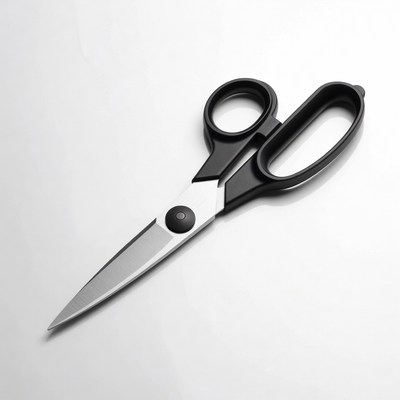 Black Scissors on White Background