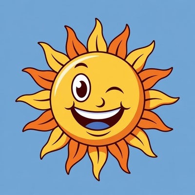 Cartoon winking sun illustration