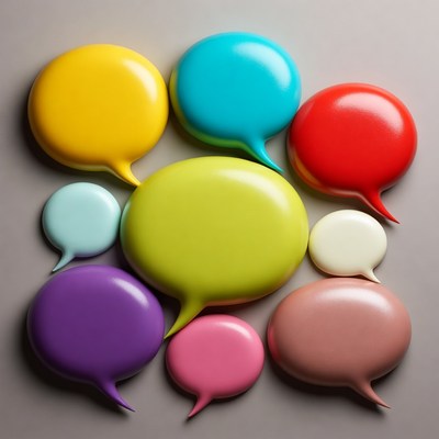 Colorful Speech Bubbles on Gray Background
