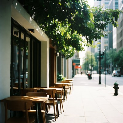 Outdoor Cafe Patio with Chairs