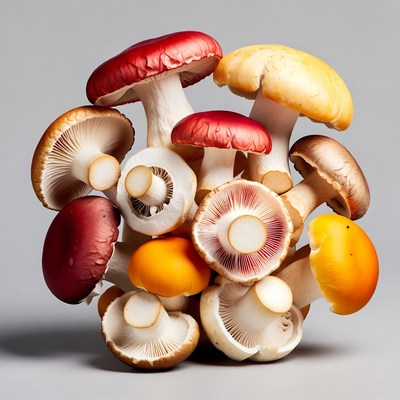 Colorful Mushrooms Piled Together