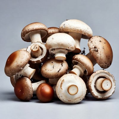 Pile of Fresh White Mushrooms