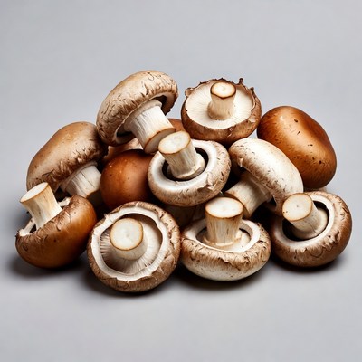 Pile of Fresh White Mushrooms