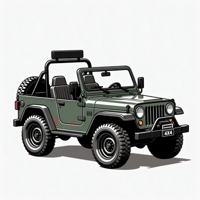 Green Jeep Wrangler 4x4 illustration