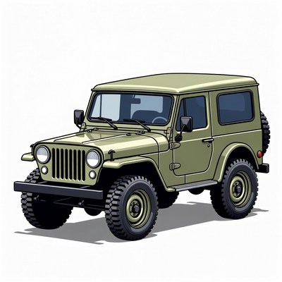 Green Military Jeep Illustration