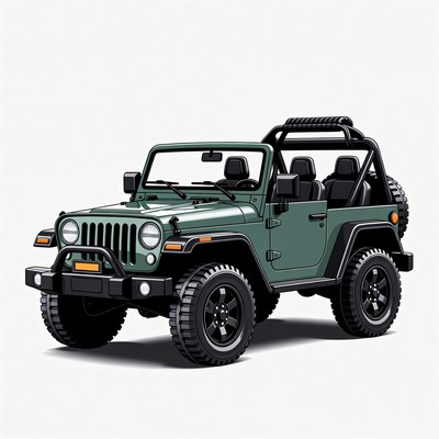 Green Jeep Wrangler illustration