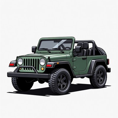 Green Jeep Wrangler illustration