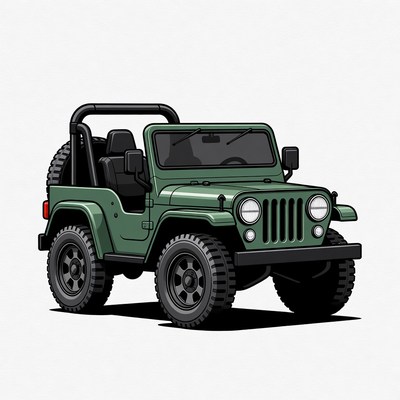 Green Jeep Wrangler illustration