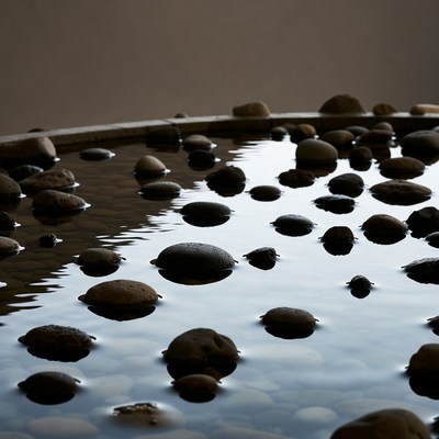 Pebbles in shallow water pool
