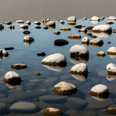 White rocks in shallow water