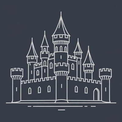 Line Art Castle Illustration