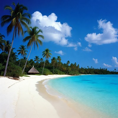 Tropical beach with palm trees
