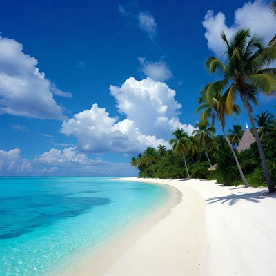 Tropical beach with palm trees