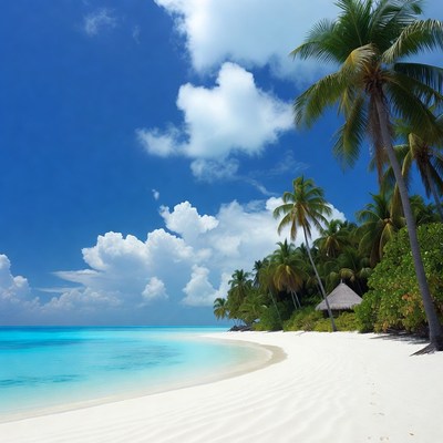 Tropical beach with palm trees