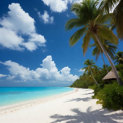 Tropical beach with palm trees