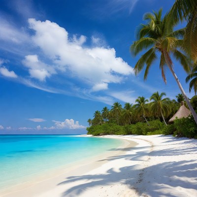 Tropical Beach with Palm Trees