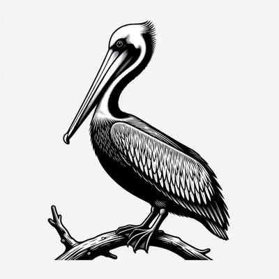 Pelican standing on branch