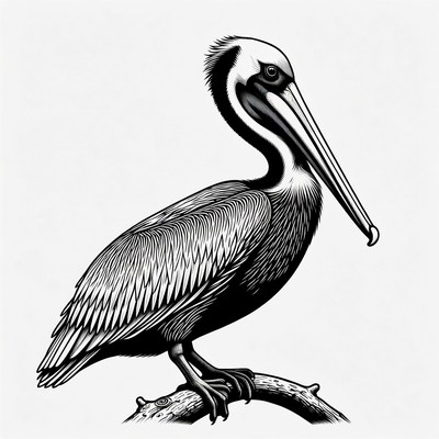 Brown Pelican Perched on Branch