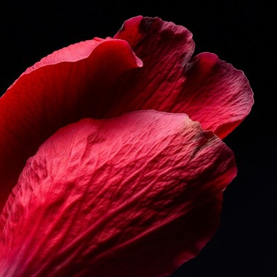 Red Flower Petals on Black Background