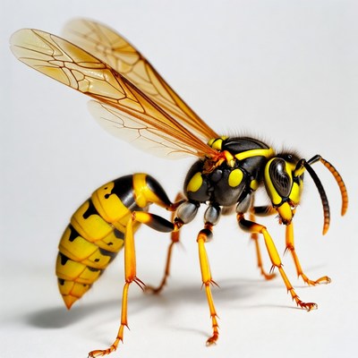 Yellow Jacket Wasp on White Background