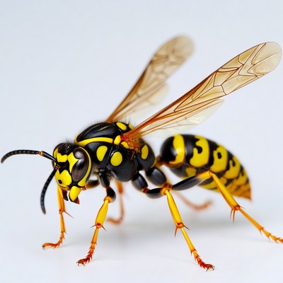 Yellow Jacket Wasp on White Background
