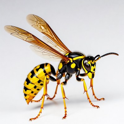 Yellow Jacket Wasp on White Background