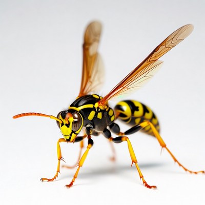 Yellow Jacket Wasp on White Background
