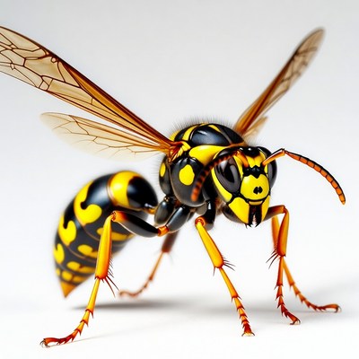 Yellow Jacket Wasp on White Background