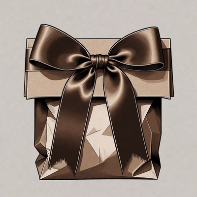 Brown gift bag with satin bow
