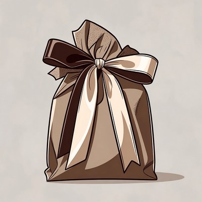 Brown gift bag with ribbon