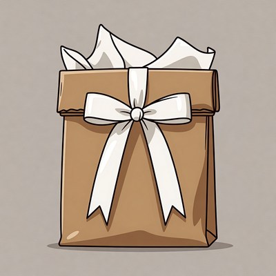 Brown gift bag with white bow