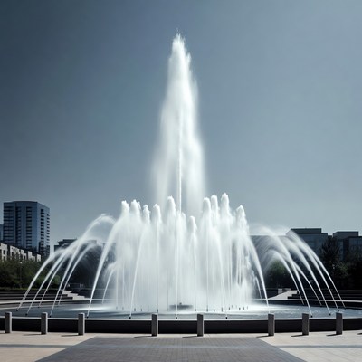 Tall Fountain with Multiple Water Jets