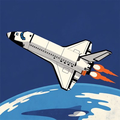 Space Shuttle Launching from Earth