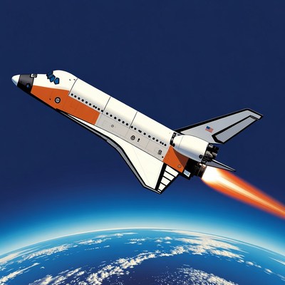 Space Shuttle Launching Toward Earth