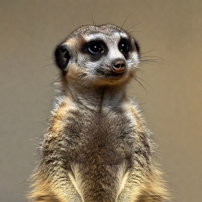 Meerkat standing on beige background
