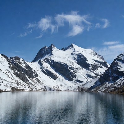 Snowy Mountains Reflecting in Lake