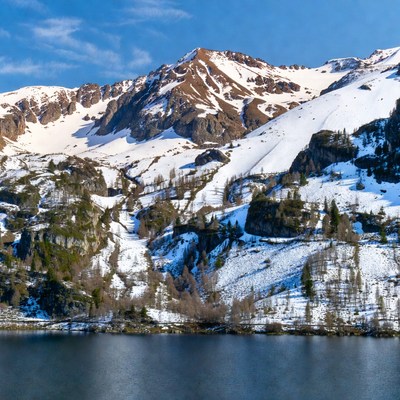 Snowy Mountains Reflecting in Lake