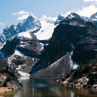 Snowy Mountains and Lake Landscape